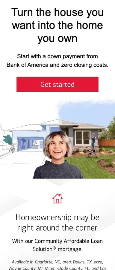 Excerpt of the homebuyer program email in its 320 px mobile layout: headline, button and illustrated hero.
