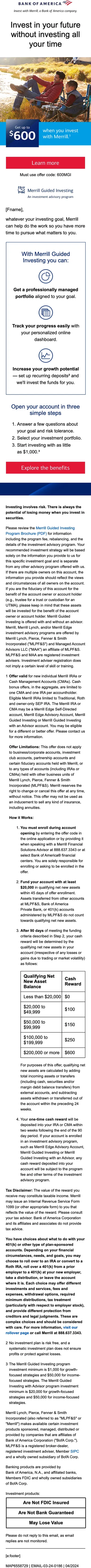 Merrill Guided Investing offer, full-length mobile layout at 320 px.